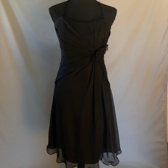 Impression Bridal Black Flowy Fit and Flare Corset Dress - Picture 1 of 7